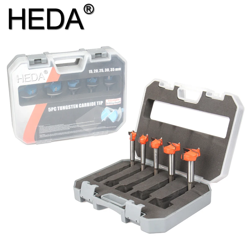 15/20/25/30/35mm 5Pcs Hex Shank Tungsten Carbide Cutter Forstner Woodworking Tools Hole Saw Cutter Hinge Boring Drill Bits Set free shipping 1pc 15 20 25 30 35mm adjustable carbide drill bits hinge hole opener boring bit tipped drilling woodworking tools