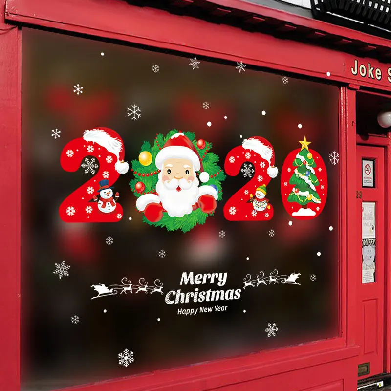 

Merry Christmas Window Stickers Glass Cute Decals Santa Murals New Year Gifts Christmas Decorations for Home kerst raamstickers