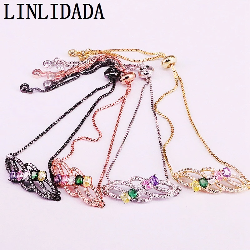 8 шт., Новое поступление, красивые радужные модные разноцветные браслеты с кристаллами и цирконием для девушек, элегантная сборка украшения, подарки