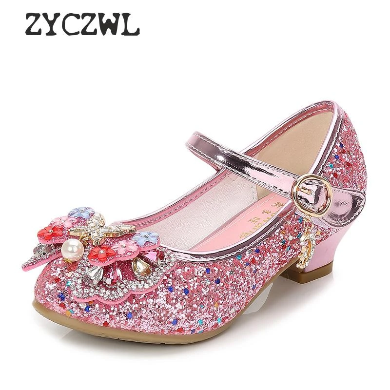Children Princess Leather Shoes New Girls High Heels Sequin Children S Shoes Small And Medium Girls Princess Shoes Student Shoes Leather Shoes Aliexpress