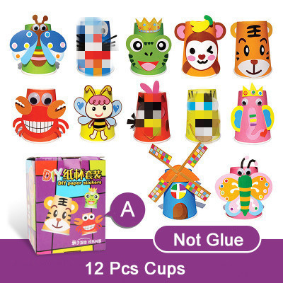 Children 3D DIY handmade Paper Cups Sticker Material Kit Whole Set Kids Kindergarten School Art Craft Educational Toys ZXH