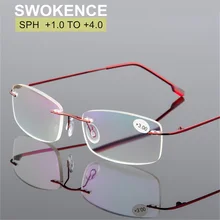 Очки для чтения SWOKENCE без оправы от Dioptre+ 1,0 до+ 4,0 мужские и женские легкие оправа для очков из нержавеющей стали для пресбиопии R169