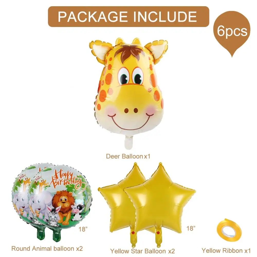6pcs giraffe set QIFU латексные воздушные шарики в виде животных шары на день рождения джунгли вечерние для вечеринки в стиле сафари балуны джунгли животные День Рождения украшения для детей - Цвет: 6pcs giraffe set