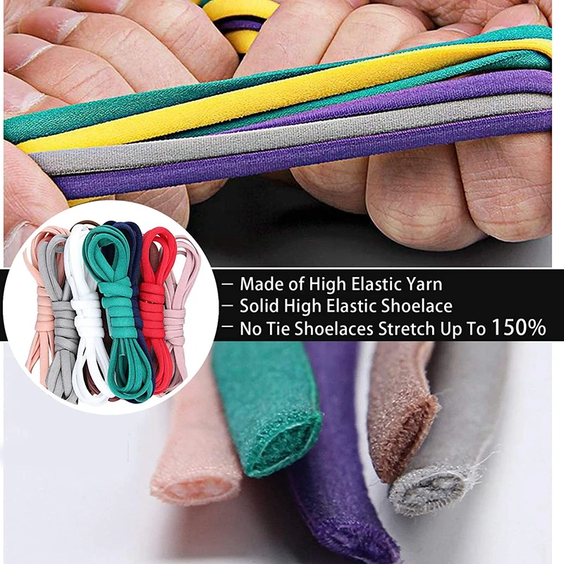 1 Pair Round Color Elastic Shoelaces Lock No Tie Shoelace Metal Easy to Remove Suitable for All Shoes 21 Colors shoelaces without ties shoe laces elastic shoelaces elastic shoe laces