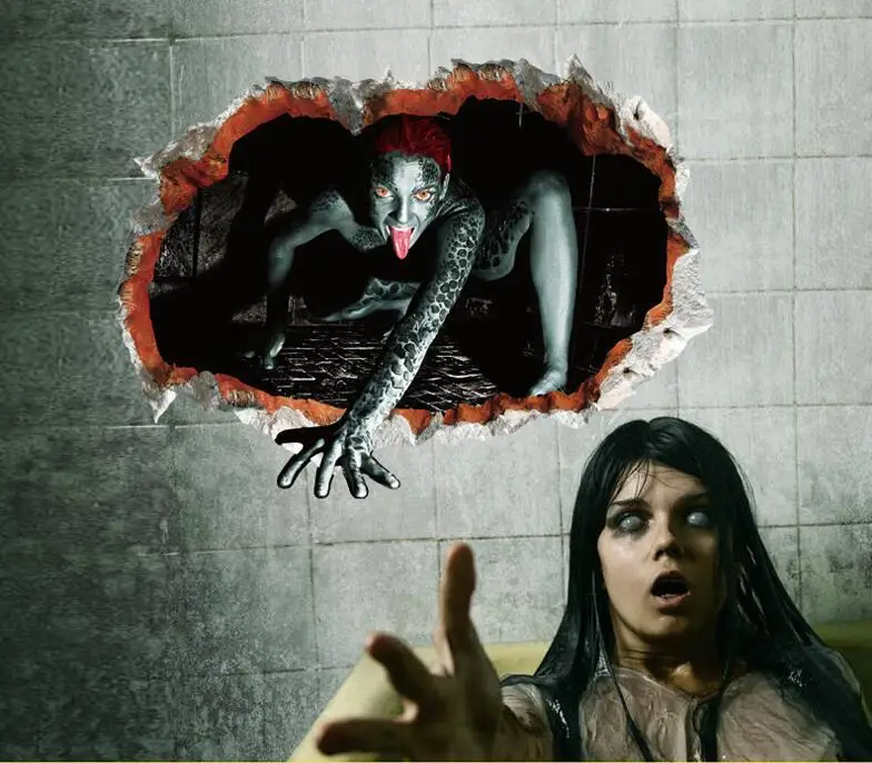 

1 Pcs 3D Broken Wall Zombie Wall Sticker Halloween Wall Sticker Creative Stereo Halloween Ghost Sticker Decoration