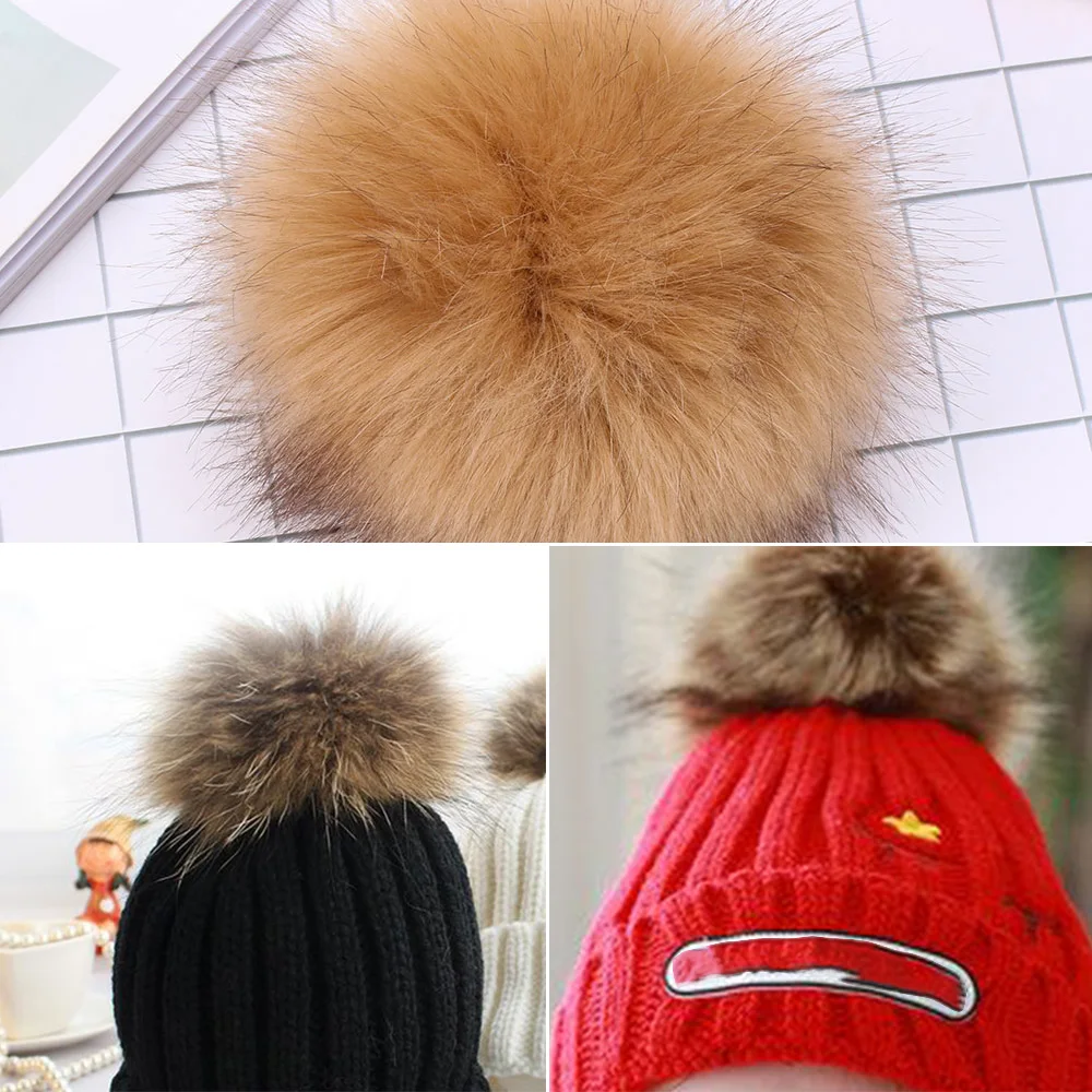 1 шт. Новая мода натуральный енот лисы мех вязаная шапка с помпоном Skullie Beanies замок с ключом цепь аксессуары для шитья одежды