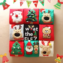 Плотные Рождественские свитера для всей семьи; одинаковые толстовки с капюшоном на год с вышитым рисунком Санта Клауса; пижамы для мамы, папы и детей