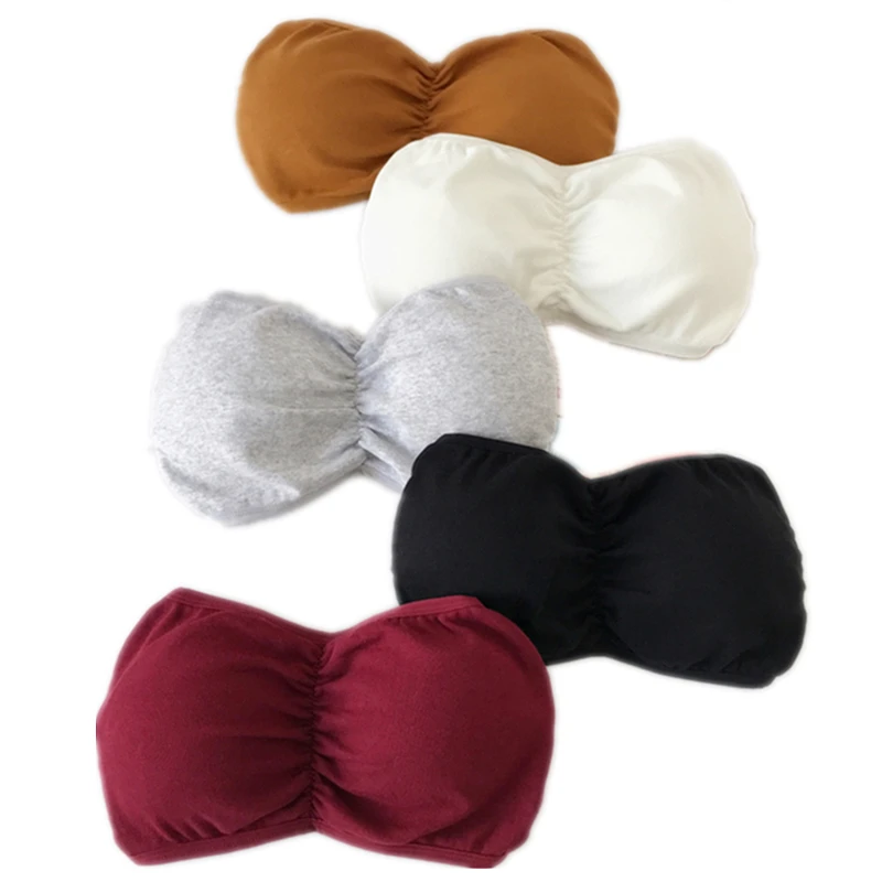 

Seamless One-piece Tube Tops Women Removable Pads Intimates Basic Womens Strapless Bra Bandeau Tube Top Cropped Tops Backless
