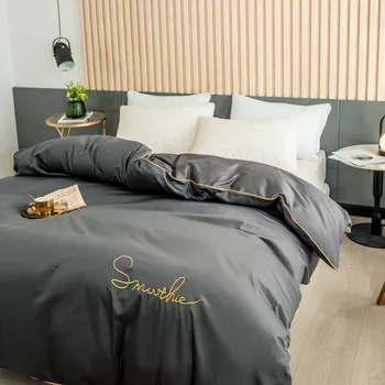 

luxurious Simple Bedding Duvet Cover Sets Bed Satin Sheet Single Double Queen King Size Quilt Covers Bedclothes