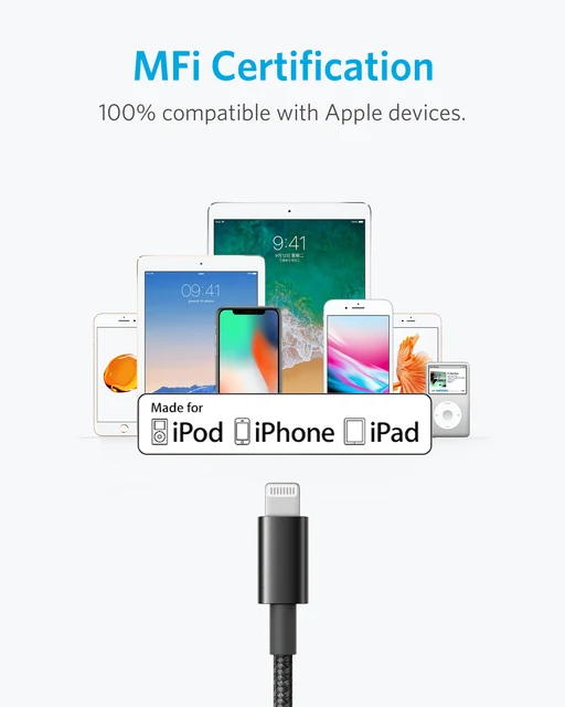 Anker usb lightning cable Premium Double-Braided Nylon Lightning Cable MFi Certified for iPhone11 iPhone12 3.3ft charging cable - Hình ảnh 4