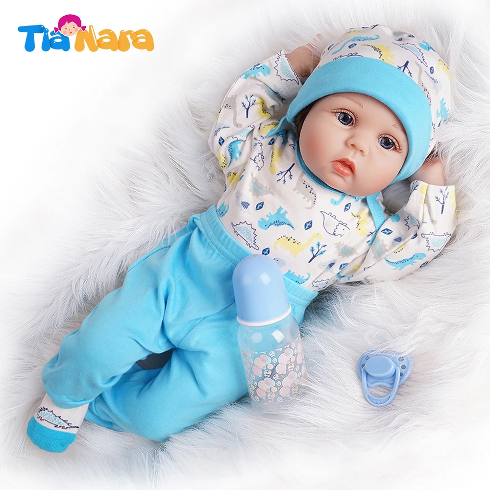 55 см Кукла реборн новорожденный игрушка подарок силиконовый винил белый и синий наряд