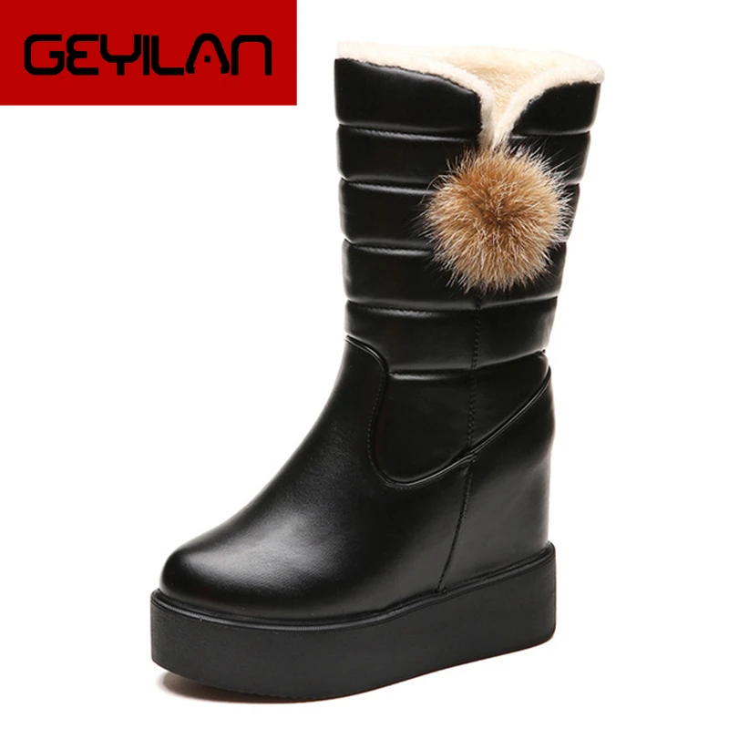 

Women Boots for Womens Platform Female Girl Fur Black High Boots Furry Fur Snow Boots Winter Shoes Booties