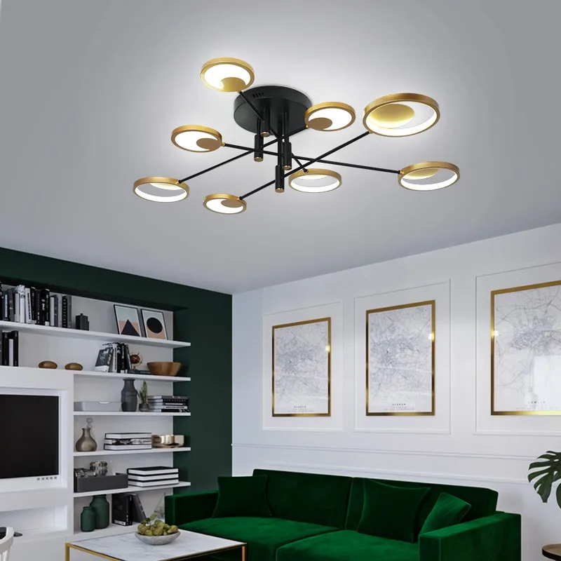 Modern black gold dimming LED ceiling lamp Nordic home interior lighting living room bedroom kitchen office ceiling lights