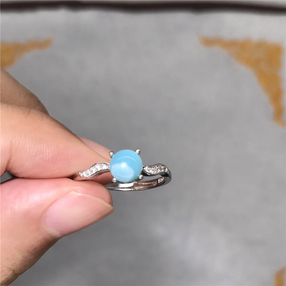 6 мм натуральный Ларимар кольцо для женщин мужской камень 925 стерлингового серебра драгоценный камень модное обручальное регулируемое кольцо ювелирные изделия AAAAA