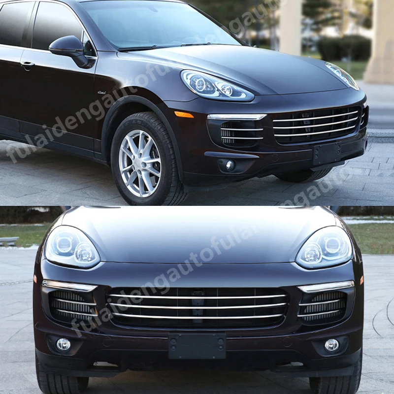 7 шт. для Porsche Cayenne- передняя решетка из нержавеющей стали гриль декоративная отделка автомобильные аксессуары