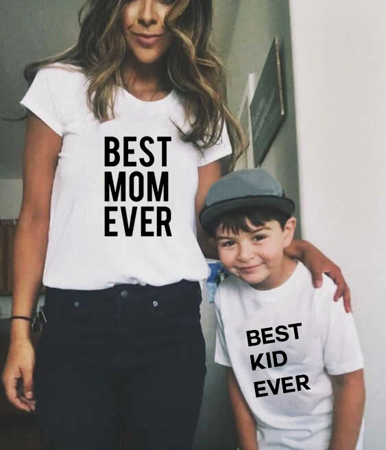 Футболки с надписью Best Mom and Kid Ever Family Match Me рубашки для матери и сына летние