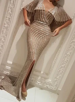 

Evening Dresses Mermaid 2020 With For Women in turkey Sexy Split Sequin Formal Prom Night Dress Sexy China Plus Size
