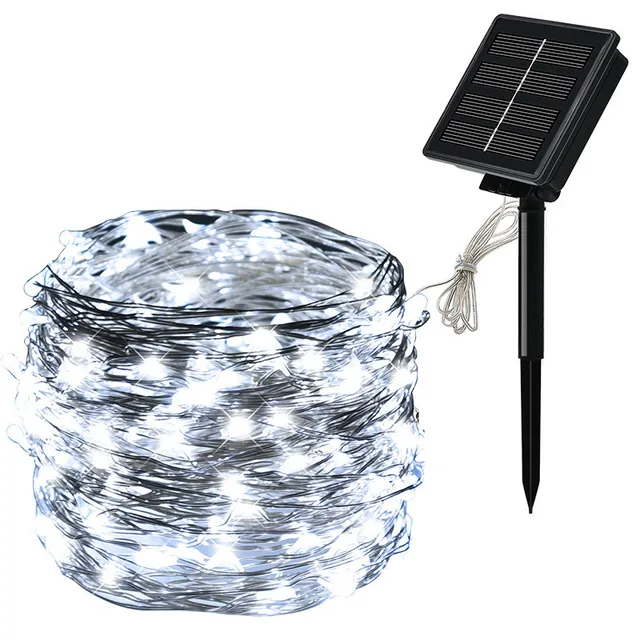 Solar LED Outdoor String Lights Waterproof Fairy Lights Holiday Party Christmas Wedding Decoration 10/50/100/200/300 Led Light white