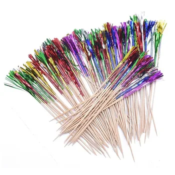 

2019 hot Sale 100 Pieces Multicolor Foil Frill Firework Cupcake Picks Party Cake Toppers Food Picks for Party Decoration NEW