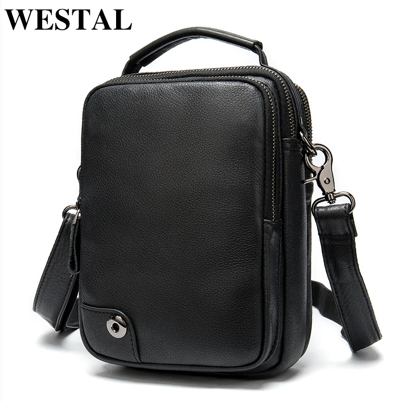 WESTAL men's bags genuine leather shoulder bag for crossbody messenger male small handbags casual 6009 |