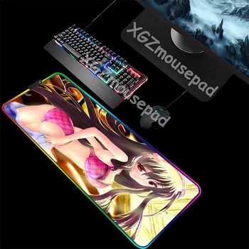 

XGZ HD Anime Large RGB Gaming Mouse Pad Black Precision Lock Edge Custom Computer Keyboard Desk Mat Speed Rubber Stripe Non-slip