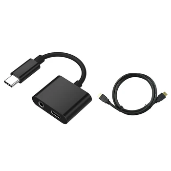 

Pro HDMI V1.4A HD High Speed 4K 2160P 3D Lead Cable - Black & 2 in 1 USB Type C to 3.5mm Headphone Jack Adapter