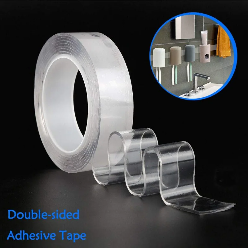 

1/2/3/5M Household Kitchen Multifunction Double Sided Adhesive Traceless Washable Removable Gel Tape For Indoor Outdoor
