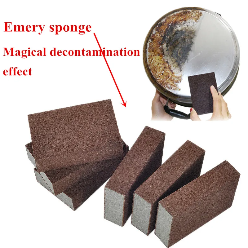 TJW 10 Pack Magic Emery Sponge Brush，Nano-diamond Eraser Cleaning Brush for Kitchen Bowl Pot Pan Dish Brown