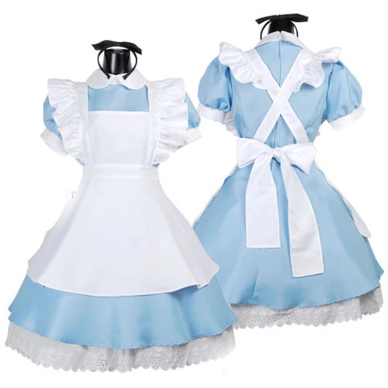 

Anime Lolita French Maid Apron Fancy Dresses Cosplay Costume Sky Blue Halloween Party Dress Up Lolita Dresses Outfits for Womens