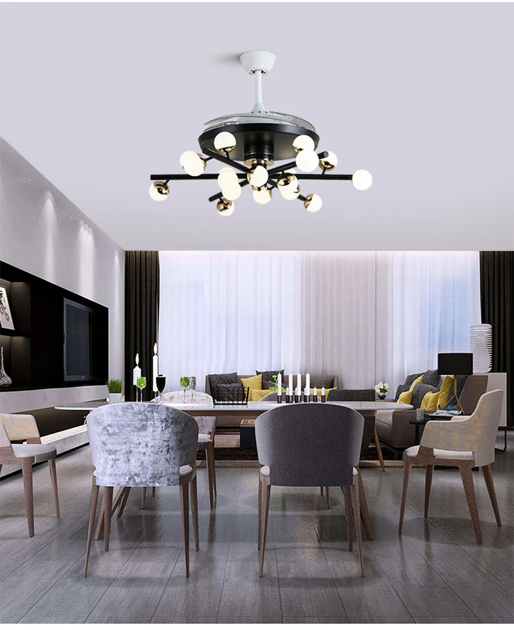 42 inch ceiling fan modern silent Inverter remote control lamp bedroom restaurant decorations creative Nordic fixture fan lamp