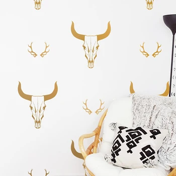

Steer Head Wall Decals Bull Skull Boho Wall Art Vinyl Sticker Bohemian Rustic Decor Faux Taxidermy Stickers Wild West 2146