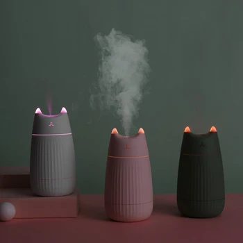 

USB Air Humidifier Cute Cat Desktop Diffuser 200ML Car Air Freshener Purifier Mini Portable Diffuser With LED Lights For Home