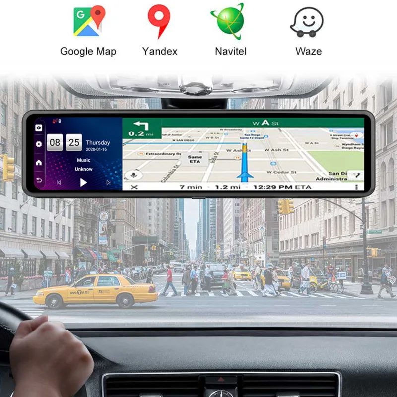 Новейший 4G Android 8,1 видеорегистратор 1080P двойной Лен wifi Dashcam 12 дюймов gps ADAS зеркало заднего вида Автомобильный видеорегистратор Камера для вождения