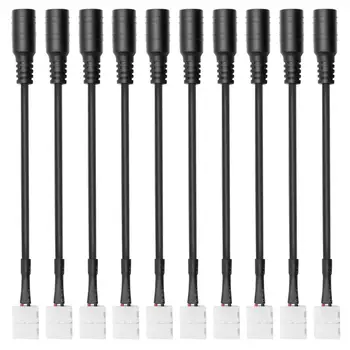 

10pcs/Pack Strip to DC Female Plug Solderless Snap Down 2Pin Conductor LED Strip Connector for Quick Splitter Connection of 8mm