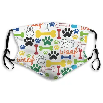 

Brown Dog Cpolorful Bone And Paw Washable Reusable Mask, Anti Dust Half Face Mouth Mask For Kids Teens Men Women With Adjustable