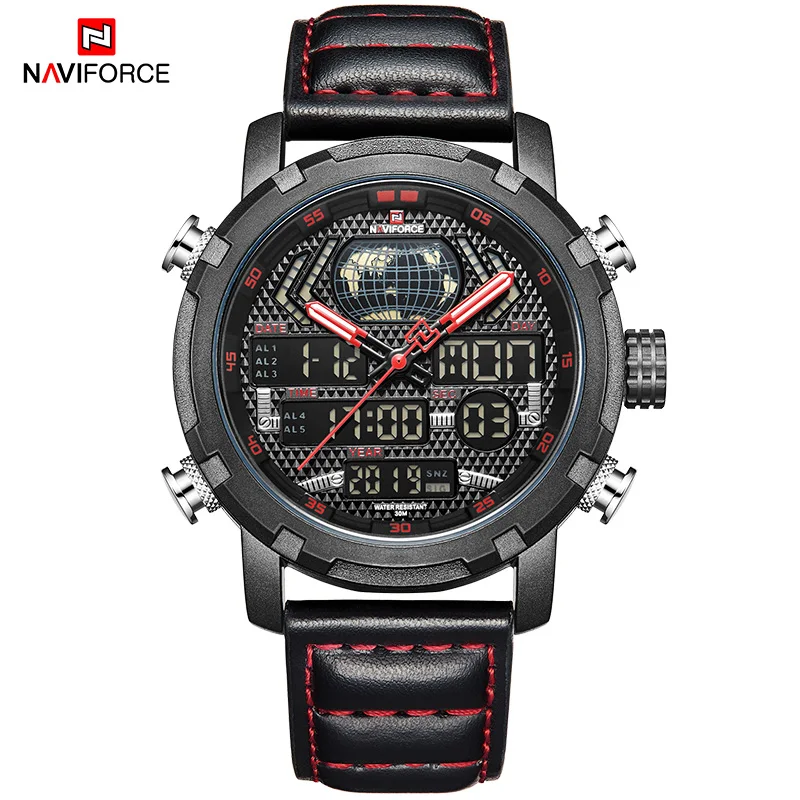 NAVIFORCE мужские часы спортивные военные кварцевые наручные часы светодиодный цифровой хронограф водонепроницаемые часы мужские часы Relogio Masculino - Цвет: BRB