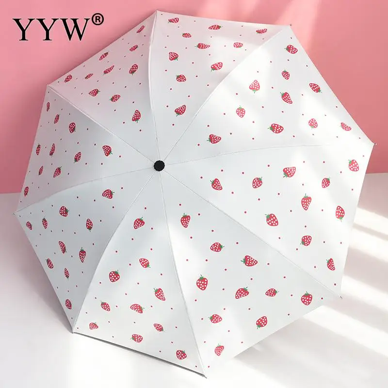 Folding Sun Umbrella Rain Women'S Umbrellas Heart Parasol Paraguas Anti-Uv Vinyl Ambrella Summer Travel Sombrilla | Дом и сад