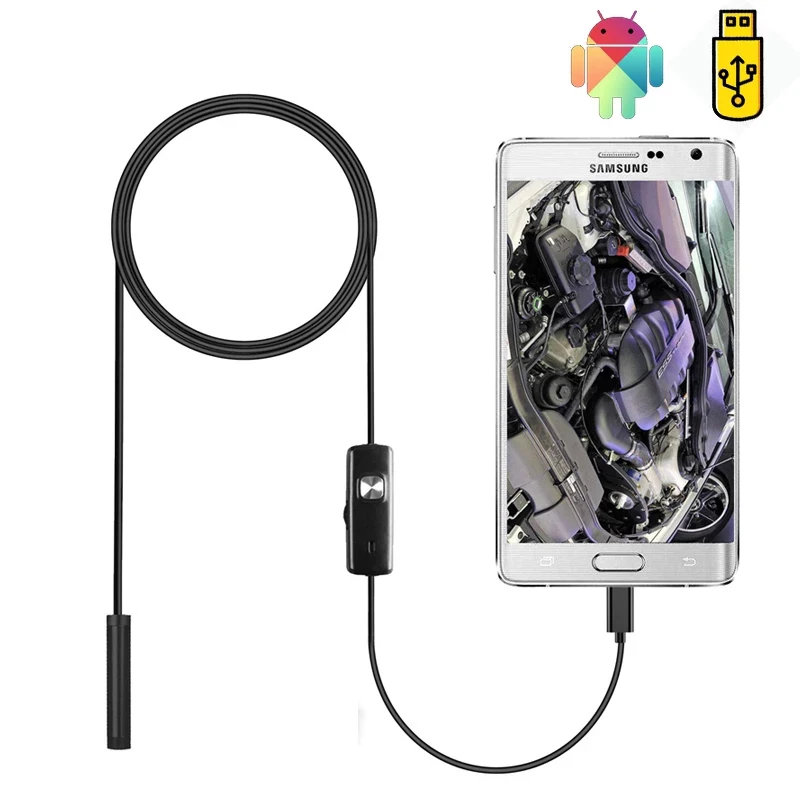 HONTUSEC-cámara endoscópica Flexible, 7mm, 5,5mm, IP67, impermeable, Micro USB, boroscopio, uso en tubo para teléfono inteligente Android