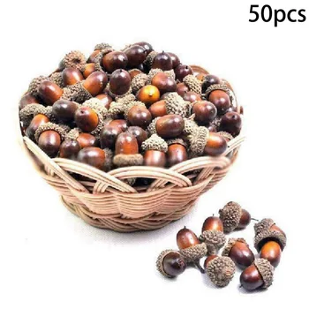

50pcs Artificial Miniature Acorns For Autumn Display Wedding Party Holiday Decor
