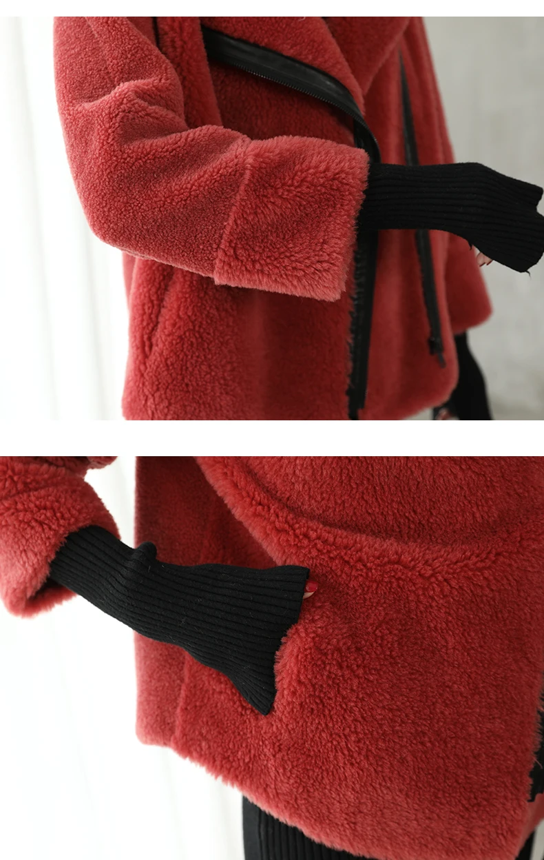 Натуральное меховое пальто осень-зима Женское пальто шерстяная куртка женская одежда корейская винтажная овечья шерсть меховые пиджаки ZT4128