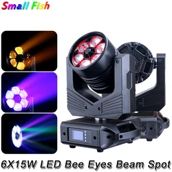 Projecteur de Gobo Disco 6x15w à tête mobile avec œil d'abeille, projecteur Dmx pour fête de danse, mariage, Bar, Club, noël 