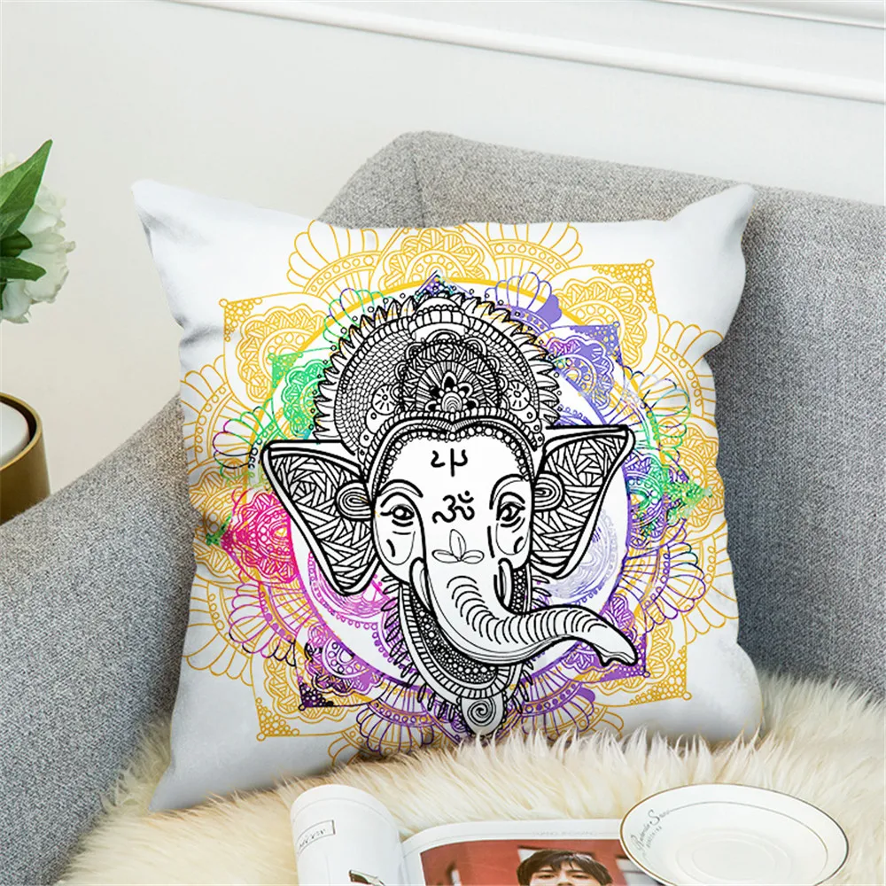 Bohemia Elephant Polyester Cushion Cover Indian Style Affection Animal Home Decorative Pillow Cover for Sofa Pillowcase