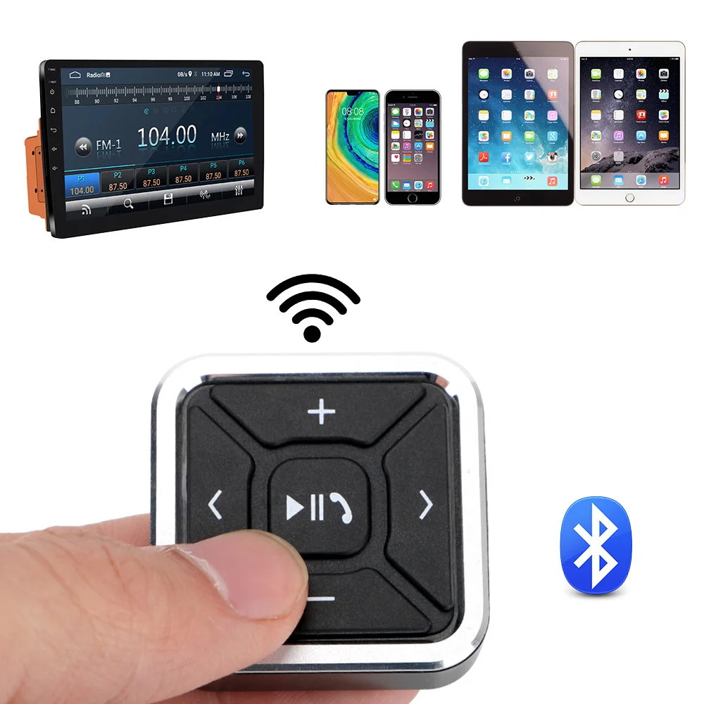 Steering Wheel Remote Control Wireless Bluetooth Car Radio Audio Buttons Smartphone Control for Media MP3 Player for Android IOS