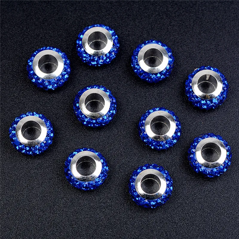 20Pcs New Assorted Color Luxury Rhinestone Large Hole Spacer Fit Pandora Charms Bracelet Hair Beads for Women DIY Jewelry Making 20Pcs New Assorted Color Luxury Rhinestone Large Hole Spacer Fit Pandora Charms Bracelet Hair Beads for Women DIY Jewelry Making