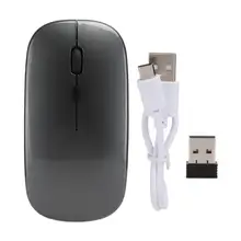 2,4G Беспроводная Bluetooth мышь тонкая Бесшумная перезаряжаемая компьютерная мышь для ноутбука серая Бесшумная мышь