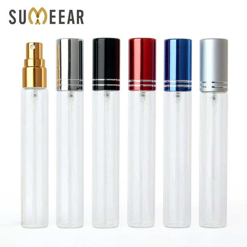 

18PCS/Lot 15ml Clear Glass Atomizer Bottle Refillable Colorfull Aluminum cap Spray Perfume Bottle Travel Bottles Container