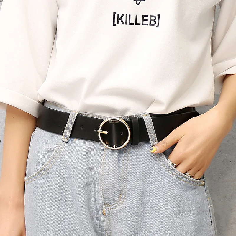 

Adjustable Female Belts Round Buckle Circle Women Belt Fashion Punk Sweater Jeans Waist Belt Waistband cinturones para mujer