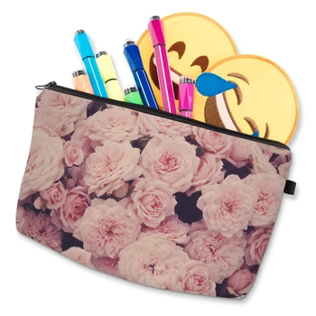 

New HD Pink Rose 3D Printing Cosmetic Bag Europe America Ladies Daily Dag Cosmetic Bags Fashion Cosmetic Bag
