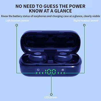 

Newing Wireless Bluetooth Headset LED Digital Display Headset V8 TWS Fingerprint Touch Wireless Earbud Waterproof earphone With