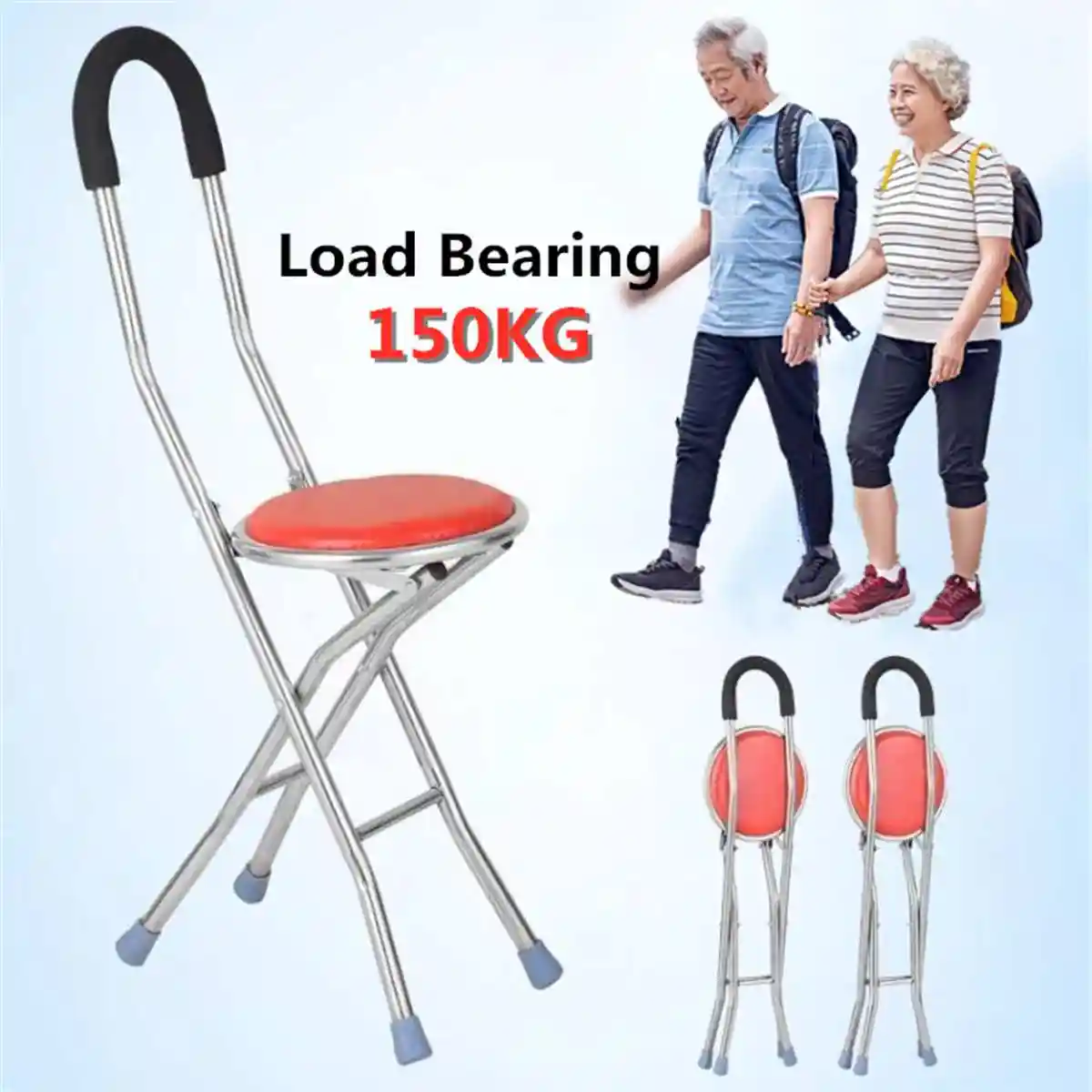 2 In 1 Foldable Elderly Care Walking Cane Stick Chair Four Legs Up To 150 Kg Adjustable Cane Chair Stool Seat Portable Crutch Crutch Aliexpress